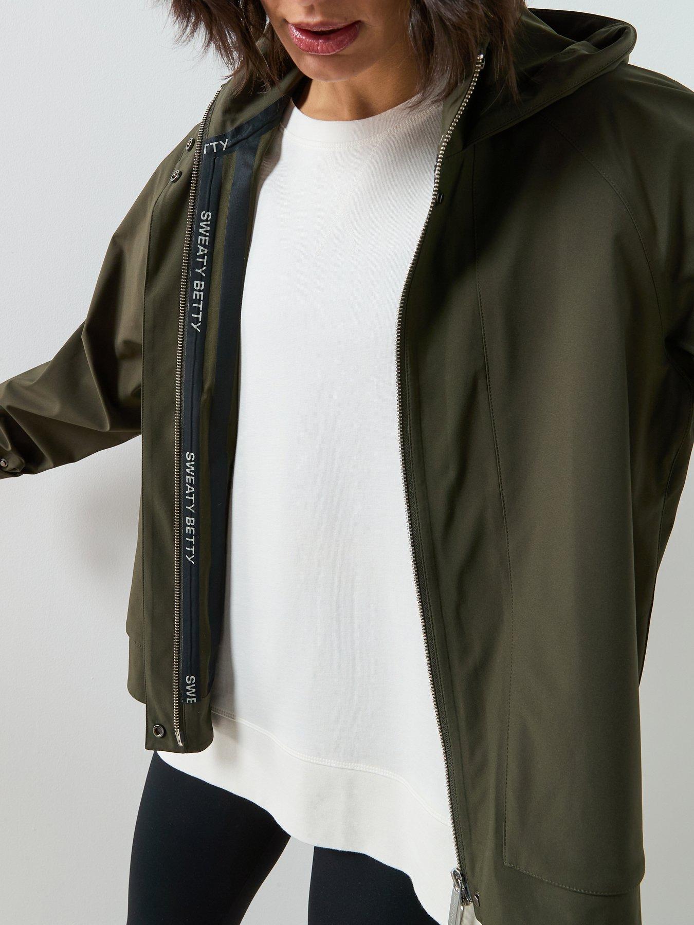 Image 4 of 6 of Sweaty Betty Womens Training Motion Waterproof Cropped Parka Jacket - Green