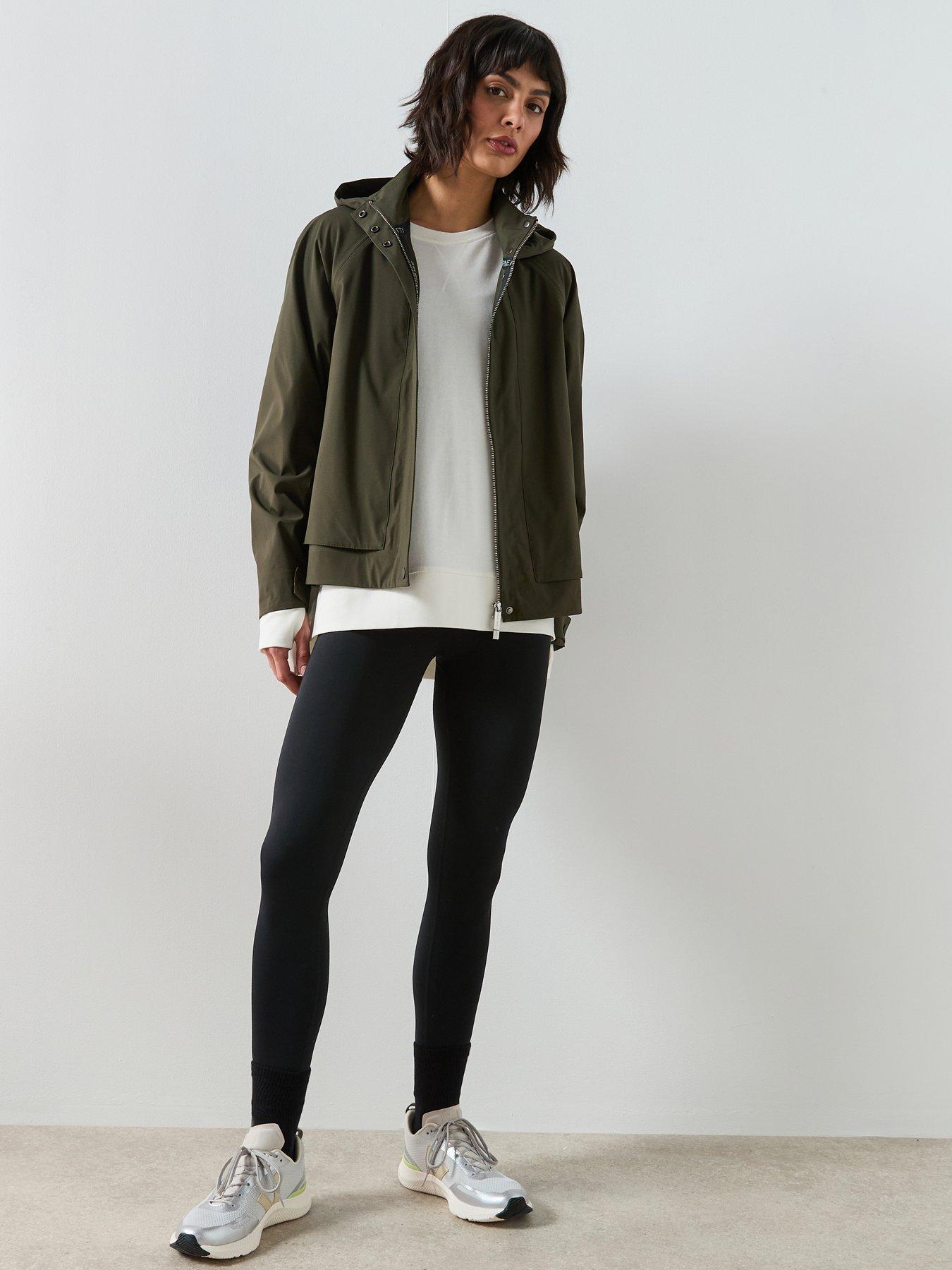 Image 6 of 6 of Sweaty Betty Womens Training Motion Waterproof Cropped Parka Jacket - Green