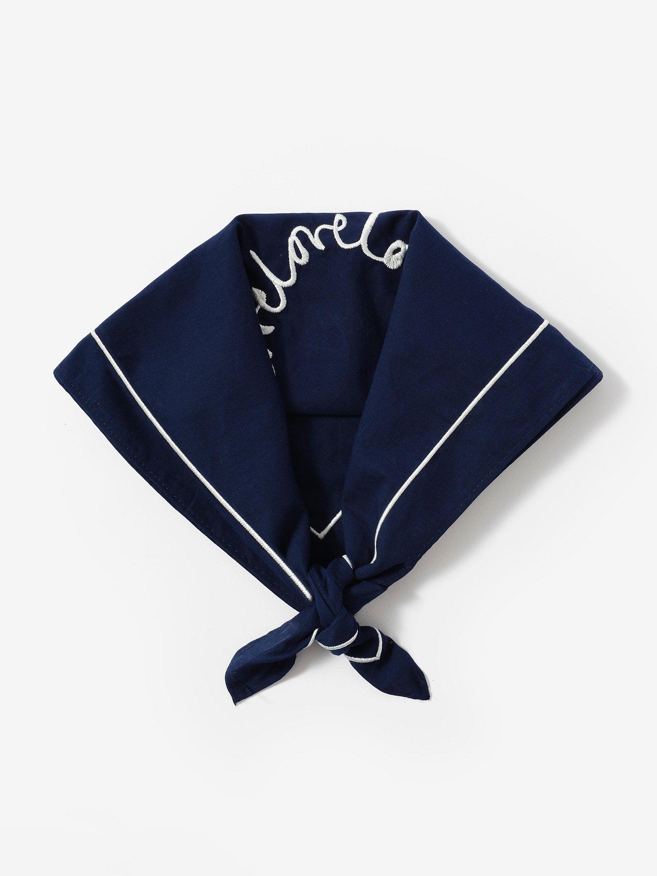 Image 1 of 4 of Mint Velvet Heart Embroidery Square Cotton Scarf - Blue