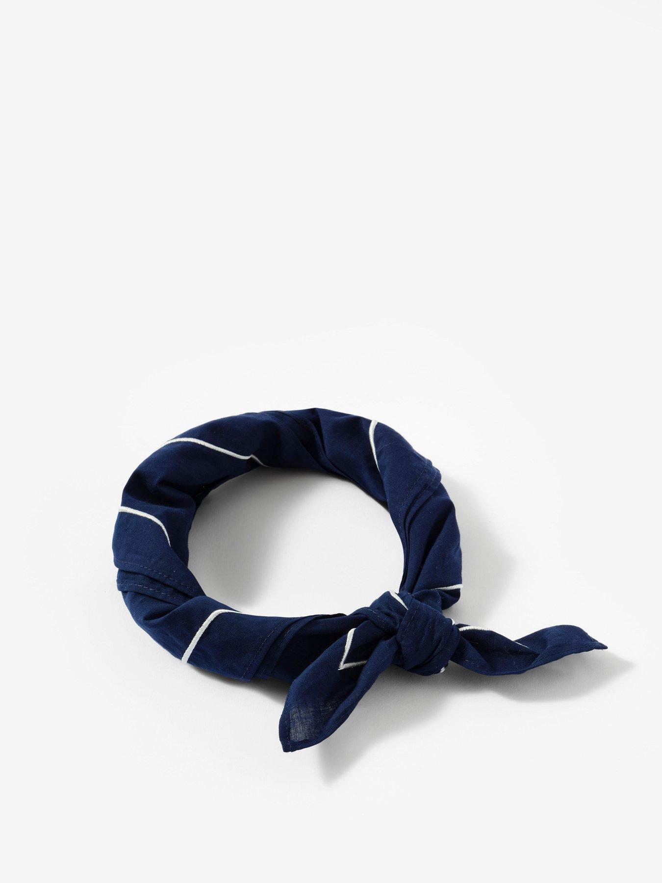 Image 4 of 4 of Mint Velvet Heart Embroidery Square Cotton Scarf - Blue