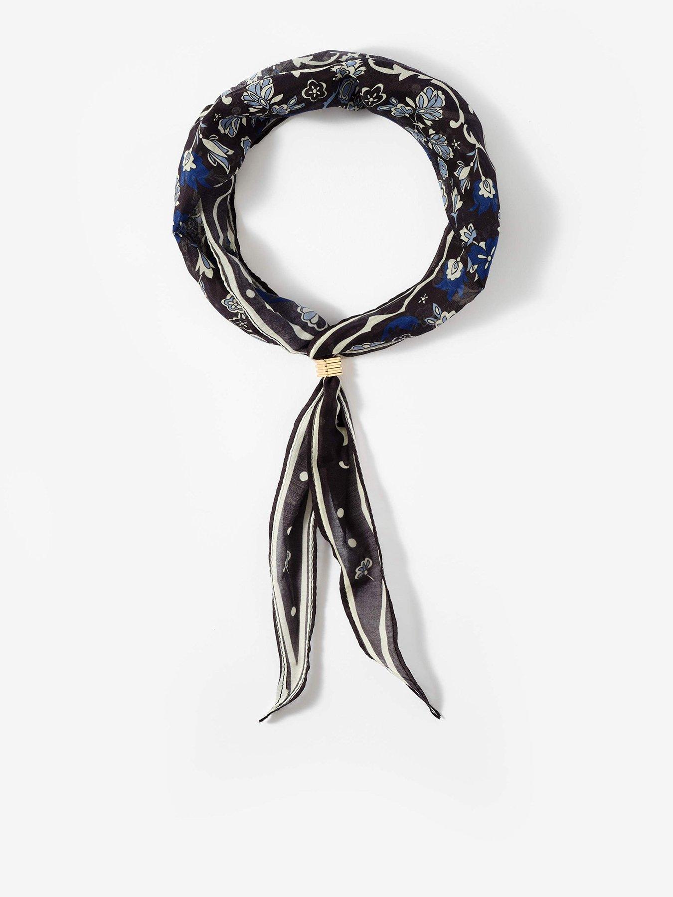 Mint Velvet Navy Paisley Skinny Scarf