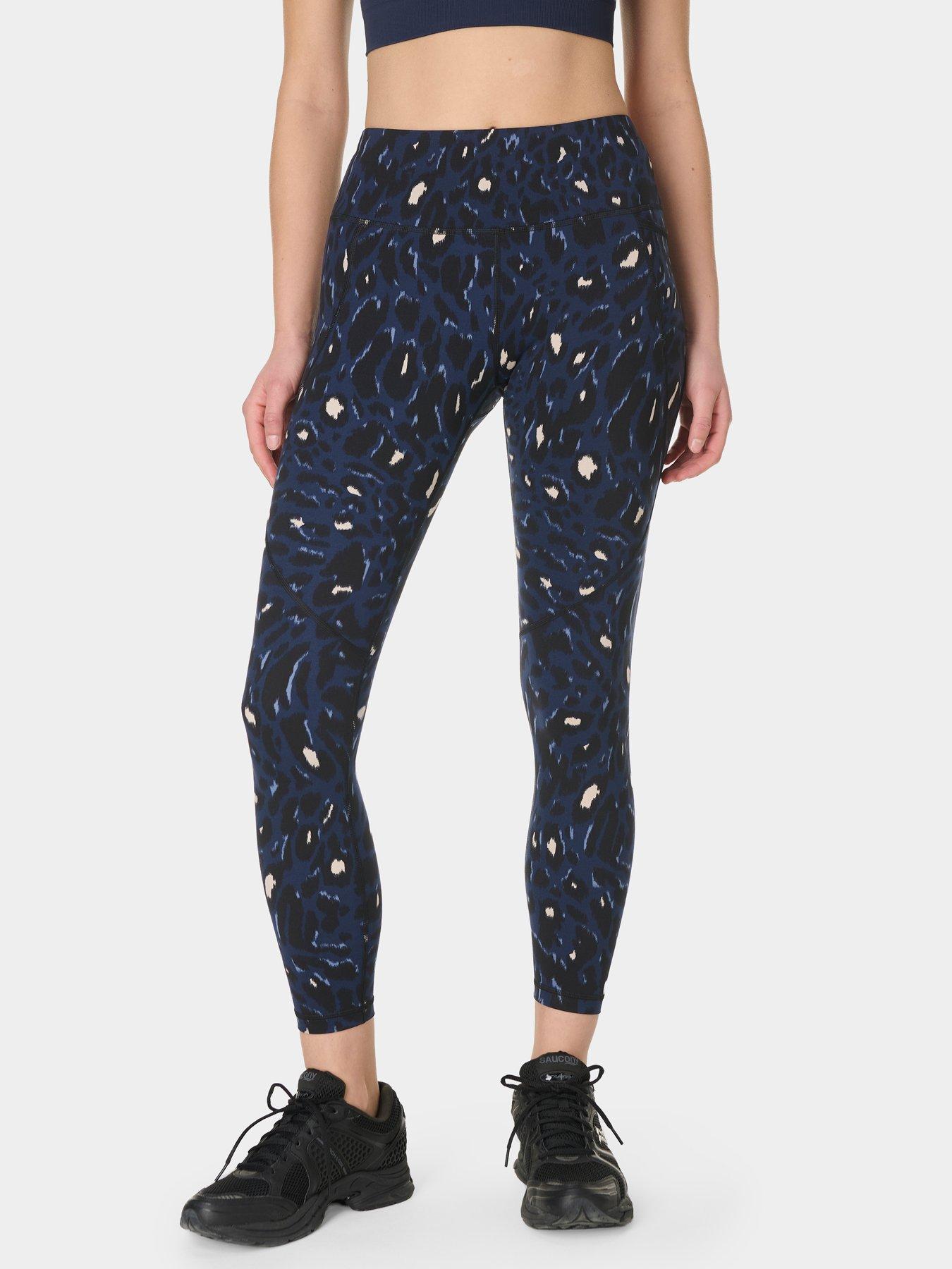 Sweaty Betty Womens Training Power 7/8 Abstract Leopard Print Workout Leggings - Blue