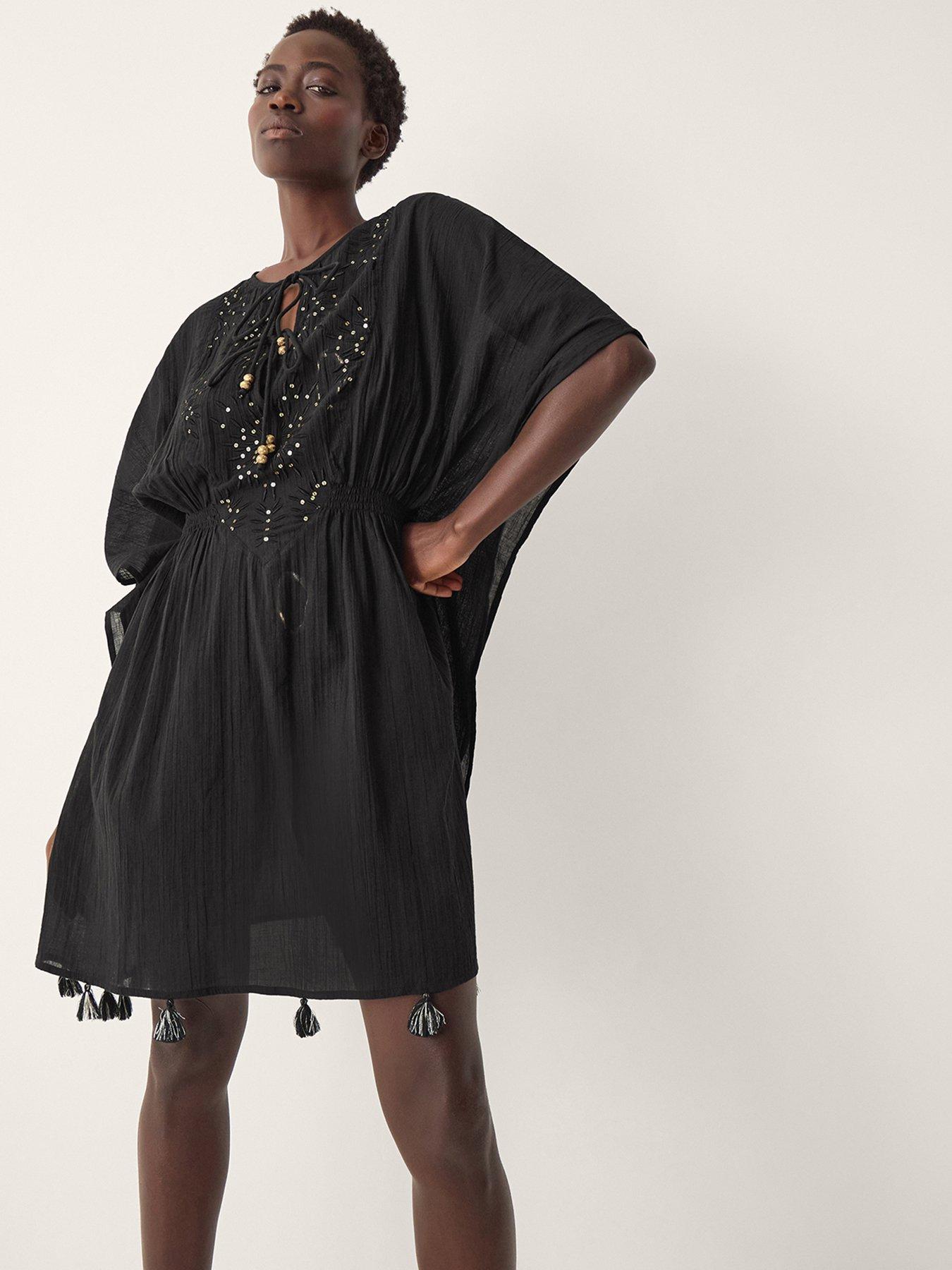 Image 3 of 5 of Monsoon Jada Embellished Mini Kaftan - Black&nbsp;