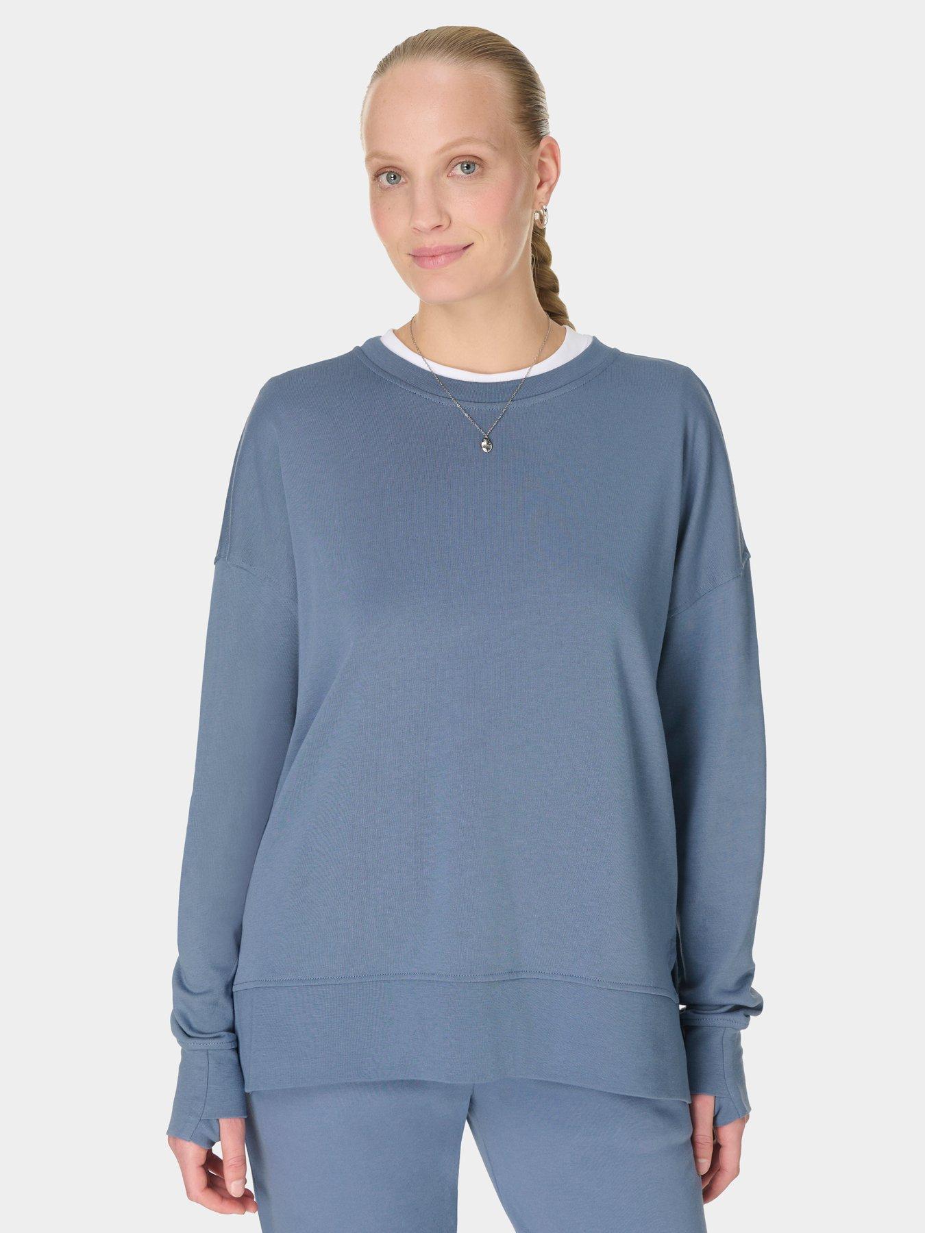 Image 1 of 6 of Sweaty Betty Womens Training After Class Longline Sweatshirt - Luxe Blue
