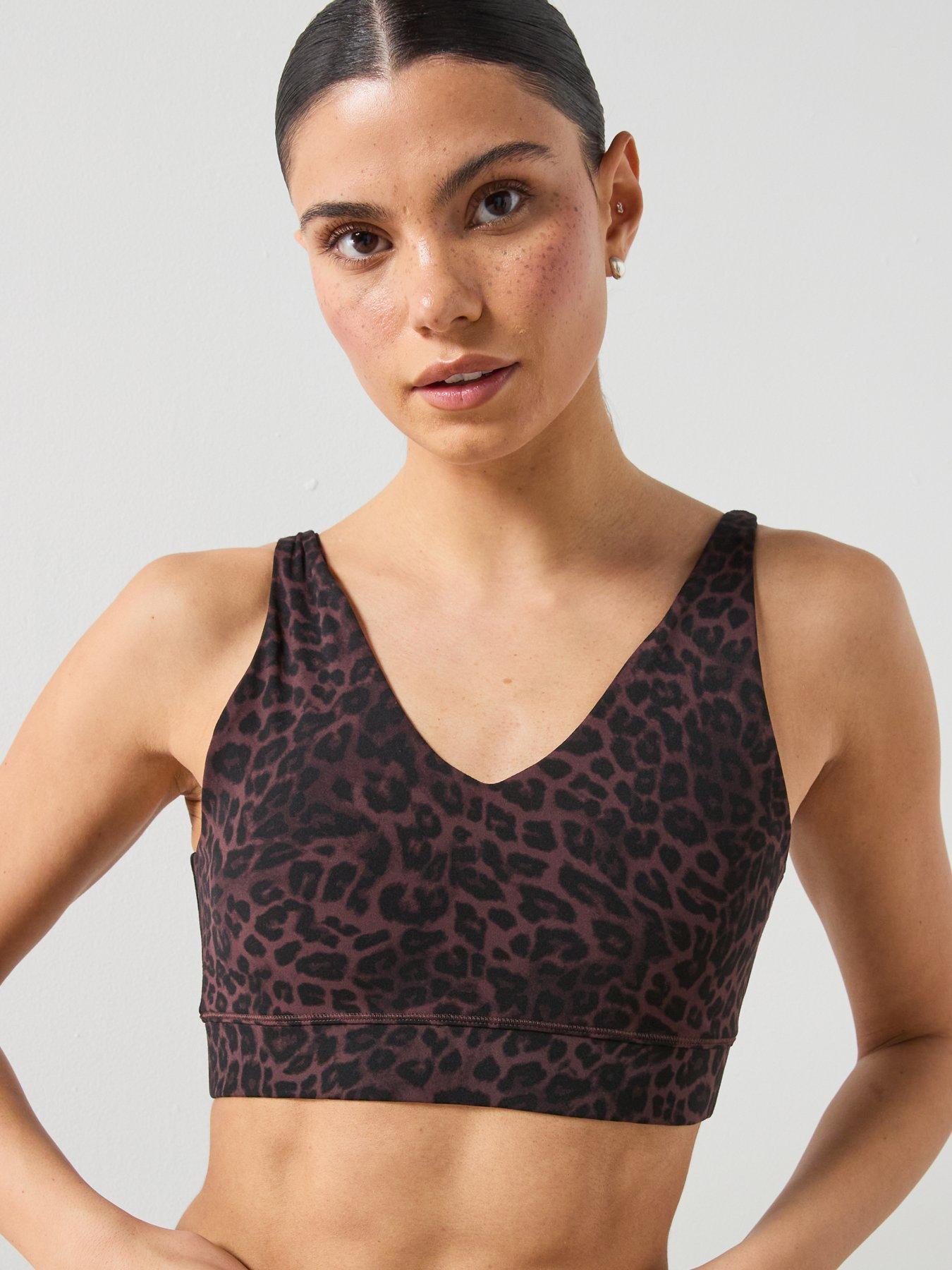 Image 5 of 6 of Sweaty Betty Womens Training Ultimate Studio Voop Bra - Brown Animal Print