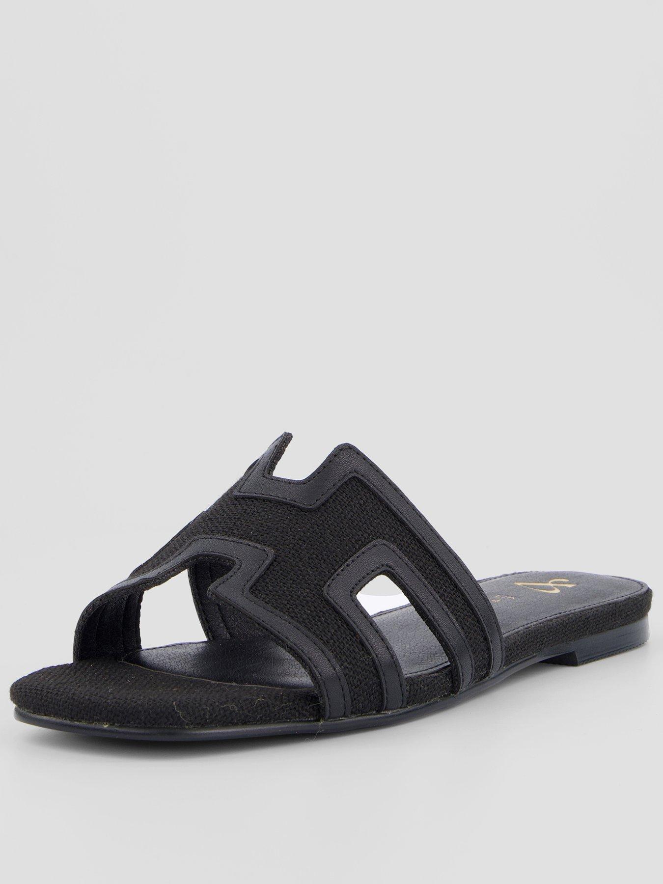 the-very-collection-extra-wide-fit-flat-slider-sandal-blackfront