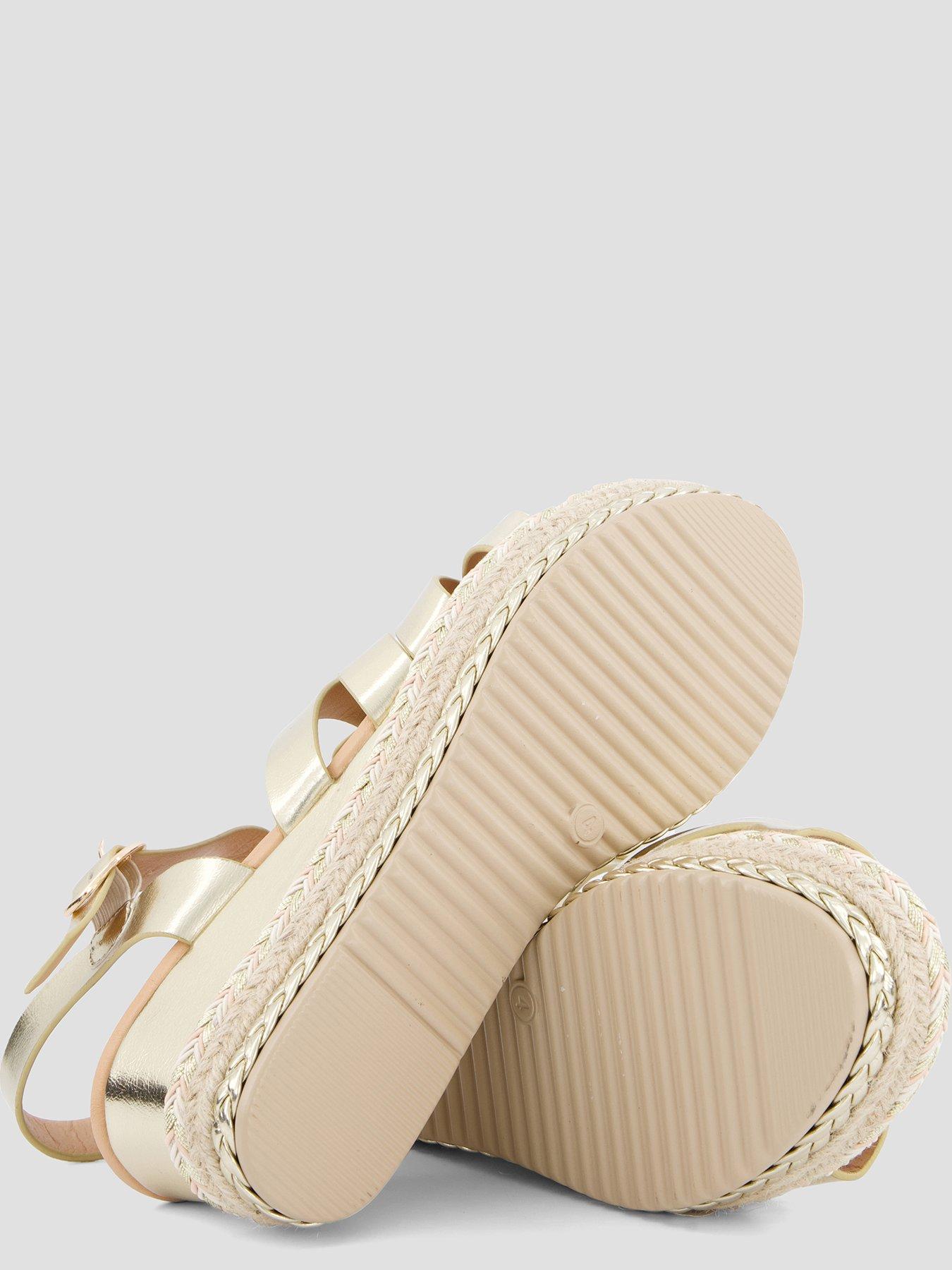 Image 4 of 7 of The Very Collection Wide Fit Low Wedge Sandal - Gold