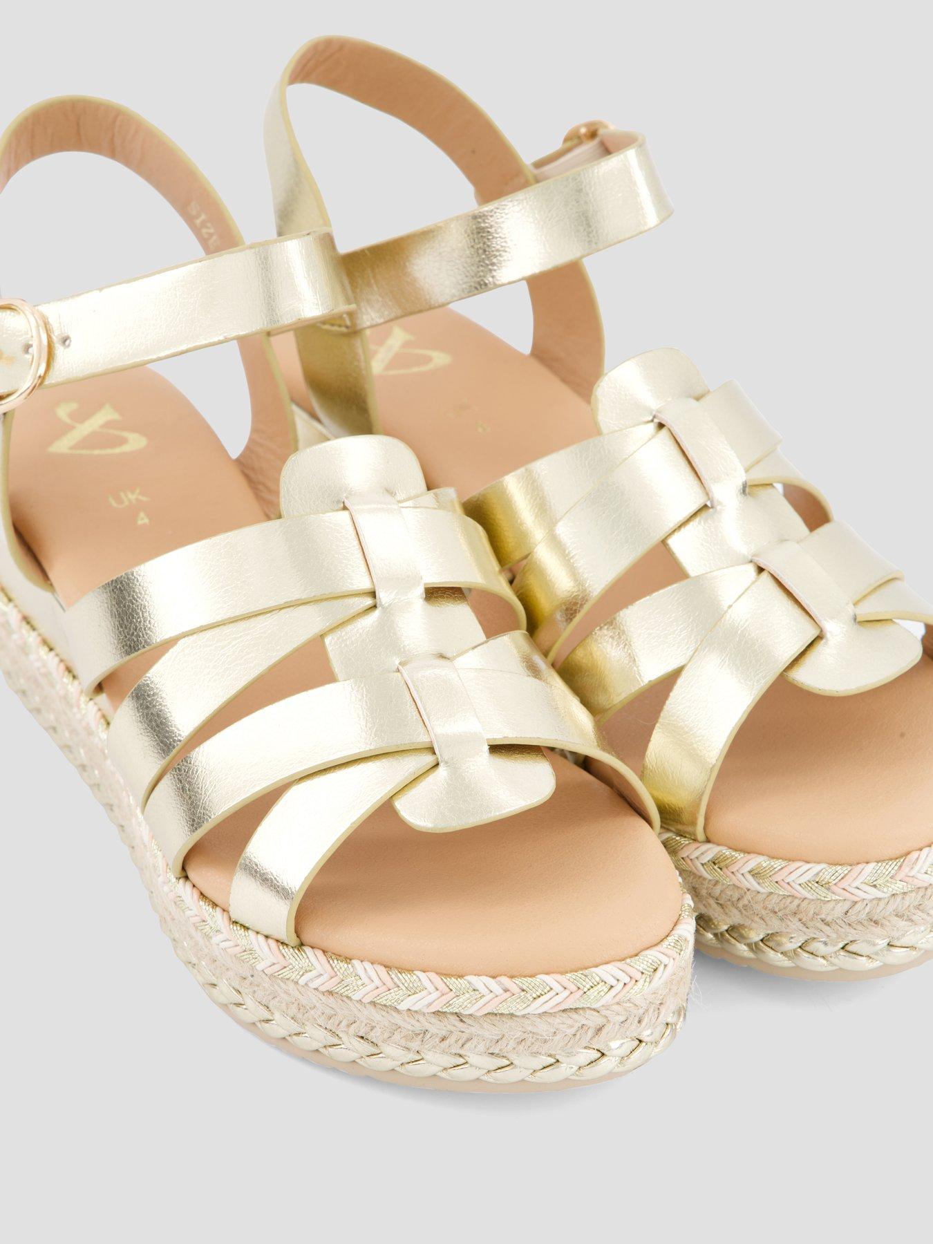 Image 5 of 7 of The Very Collection Wide Fit Low Wedge Sandal - Gold