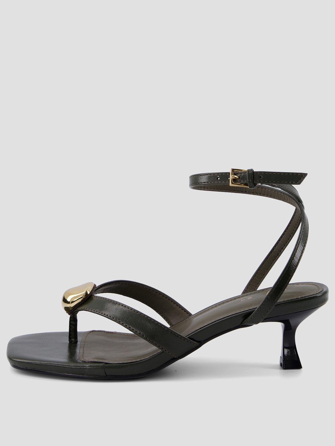 Image 2 of 6 of The Very Collection Toe Thong Strappy Heeled Sandals- Khaki