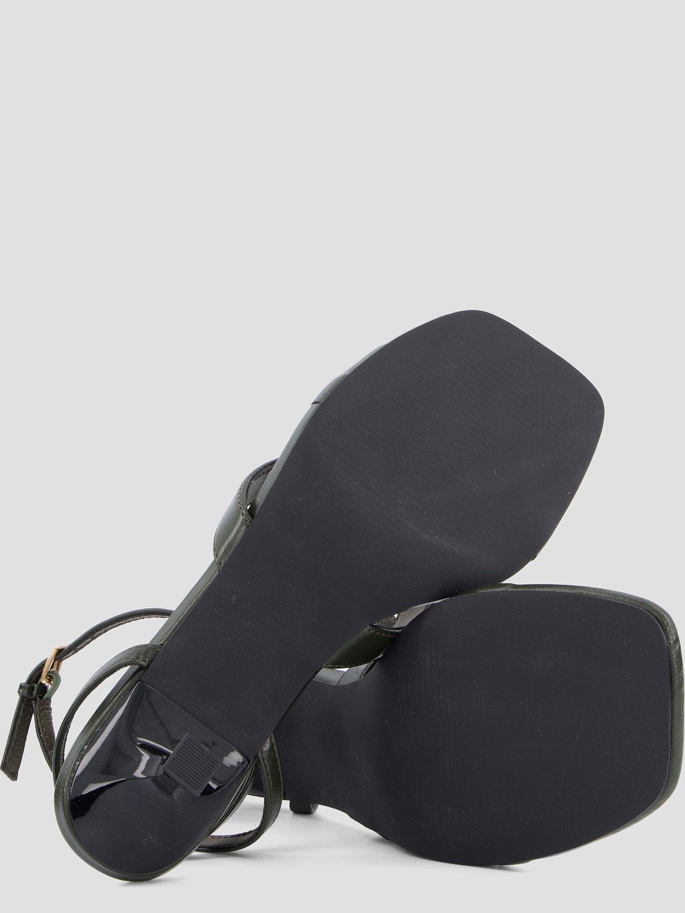 Image 4 of 6 of The Very Collection Toe Thong Strappy Heeled Sandals- Khaki
