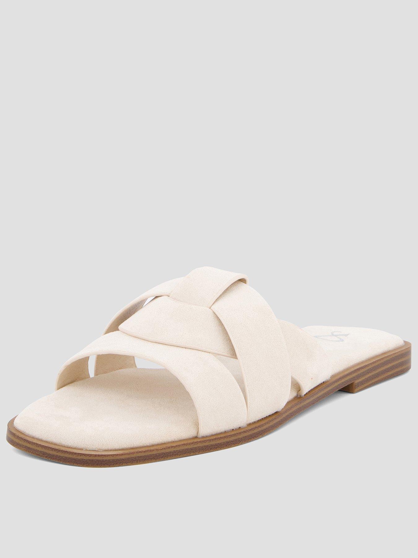 The Very Collection Wide Fit Flat Sandal - Cream