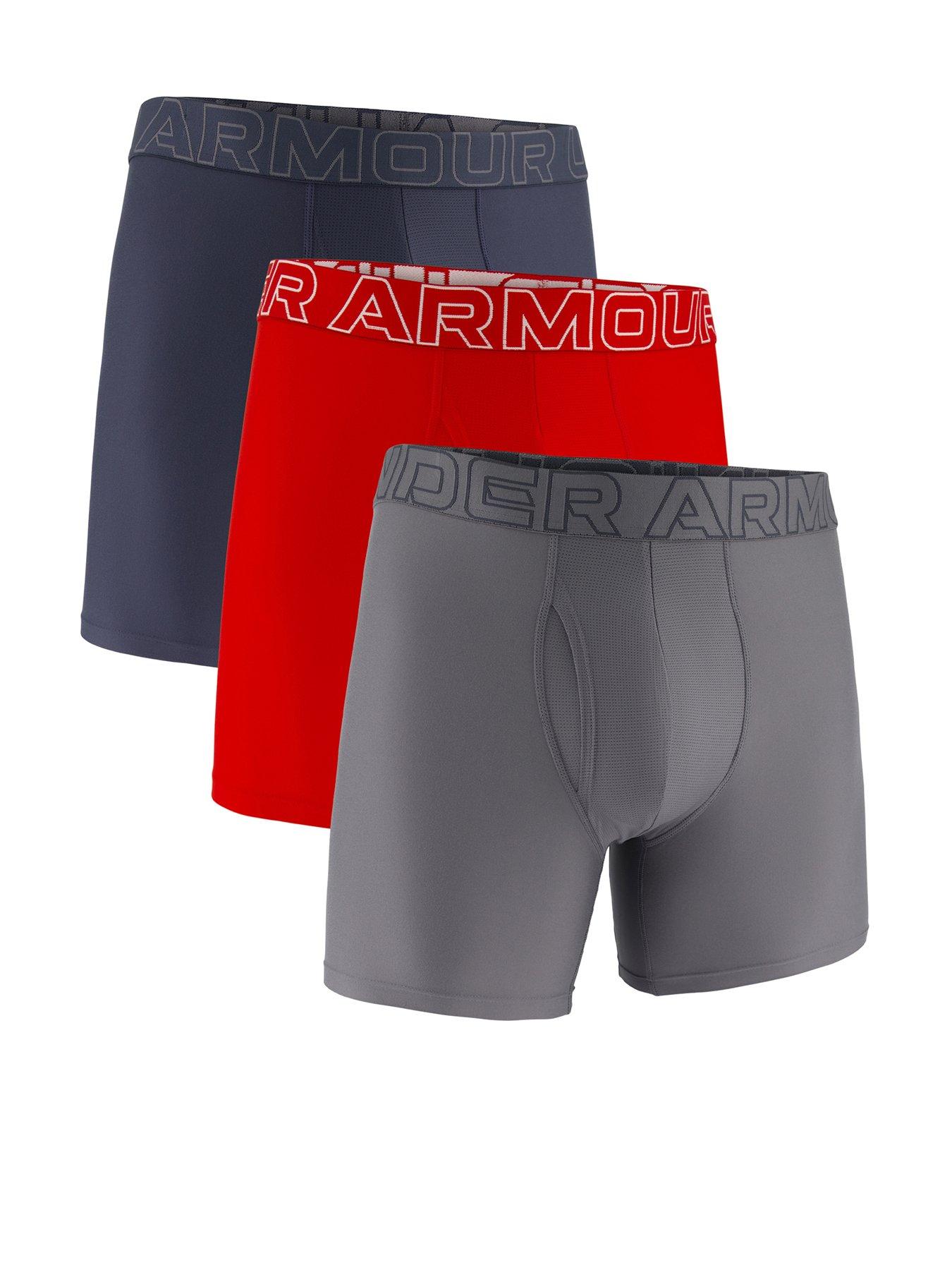 UNDER ARMOUR Mens Peformance Tech 6 Inch 3 Pack Boxers - Multi