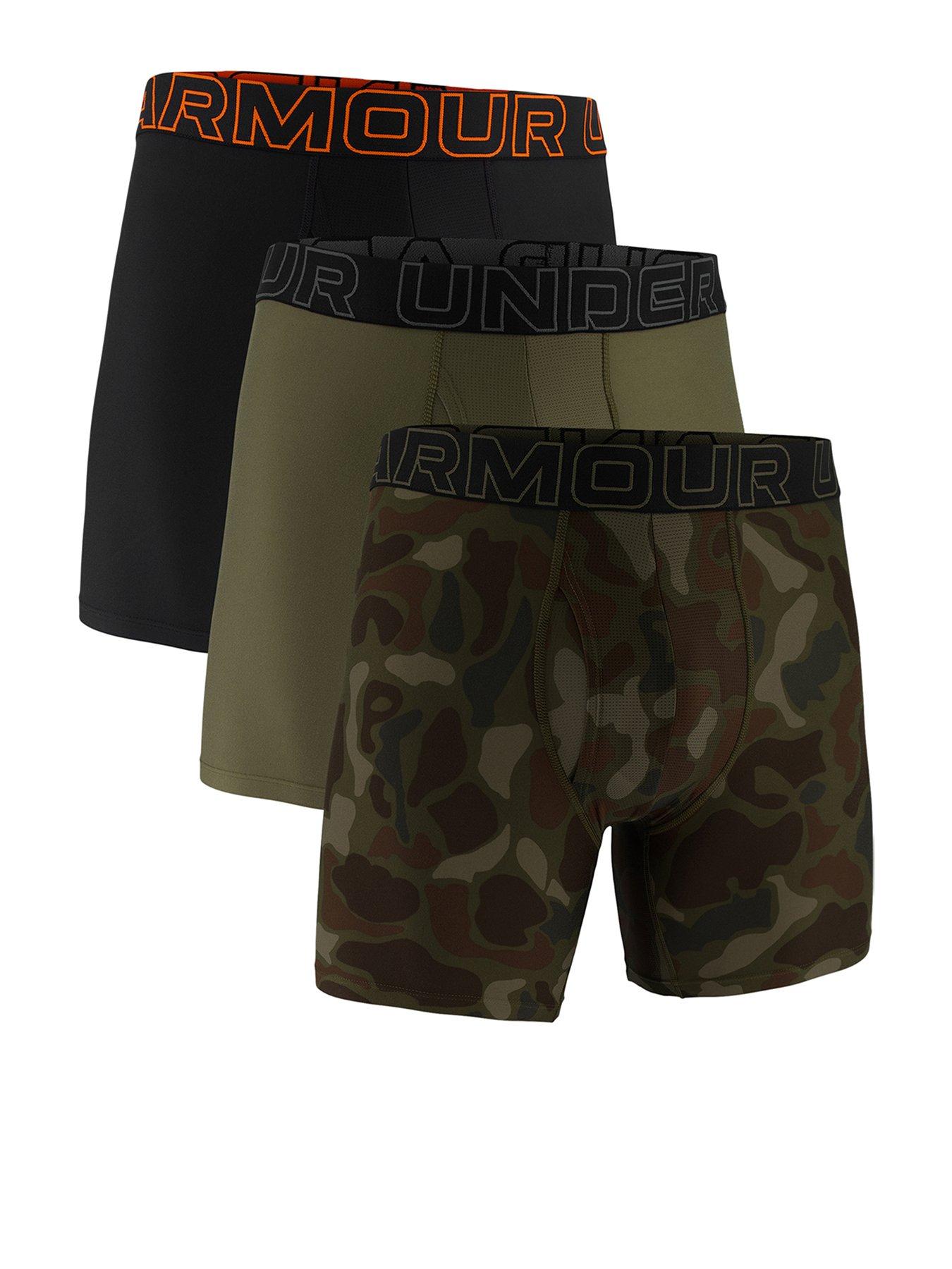 Under Armour Mens Peformance Tech 6 Inch 3 Pack Boxers - Green