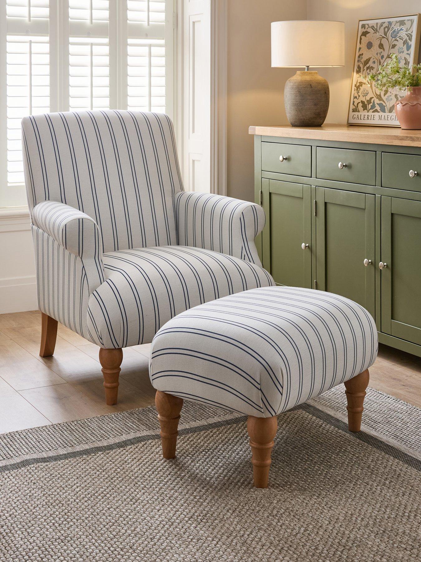 The Very Collection Cornwall Accent Chair + Footstool - Navy