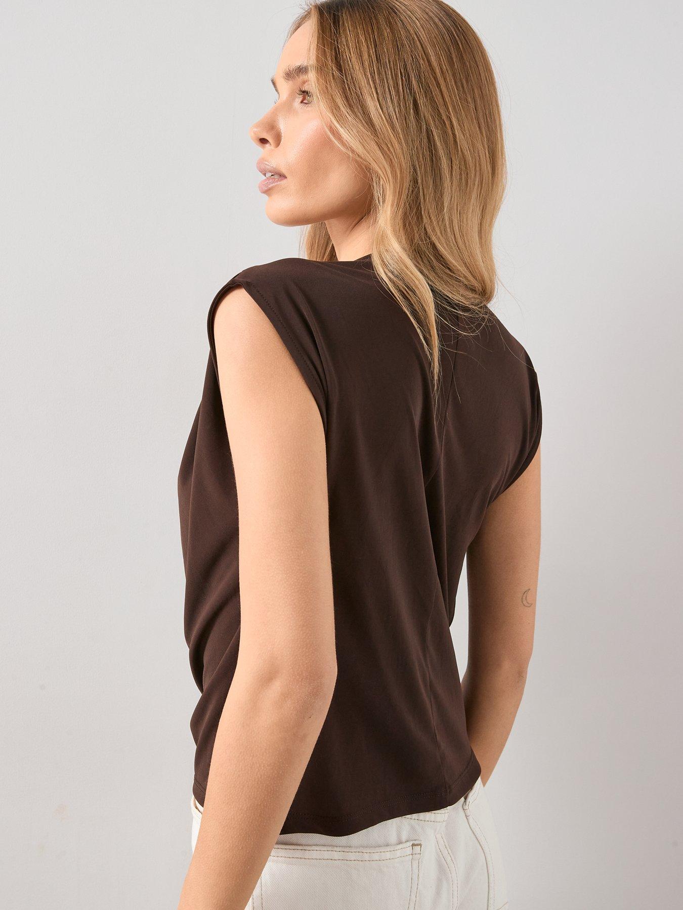 Image 2 of 6 of The Very Collection Cowl Neck Draped Top - Brown