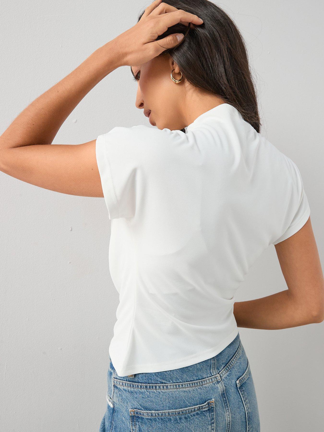 Image 2 of 6 of The Very Collection Draped Grown On Sleeve Top - Cream