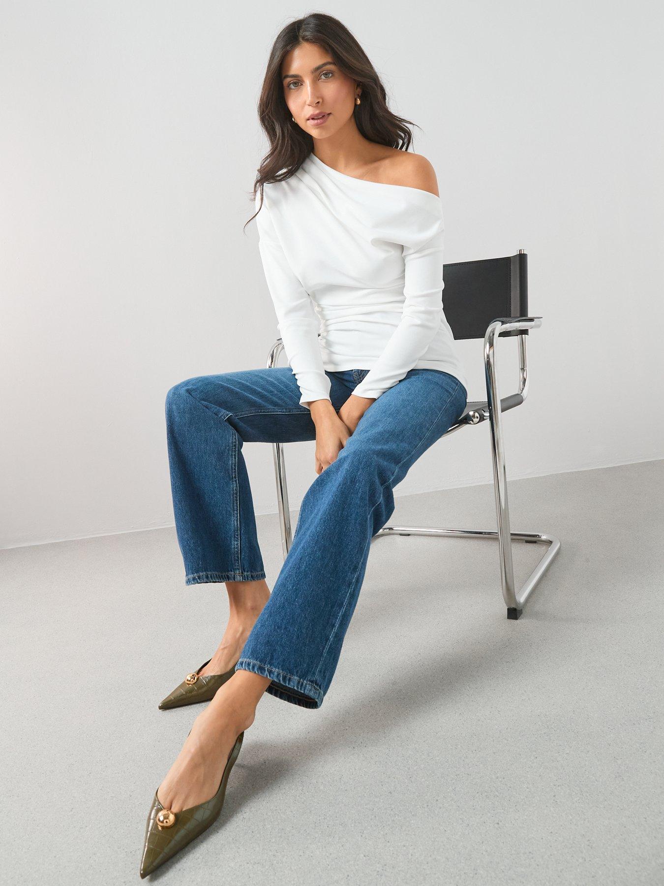 the-very-collection-ruched-off-shoulder-top-creamback