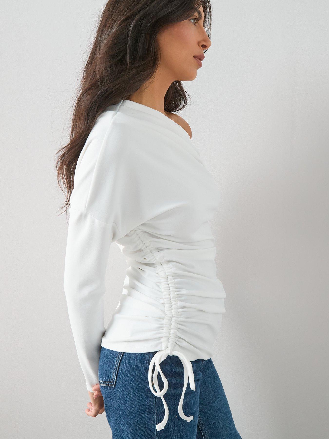 the-very-collection-ruched-off-shoulder-top-creamoutfit