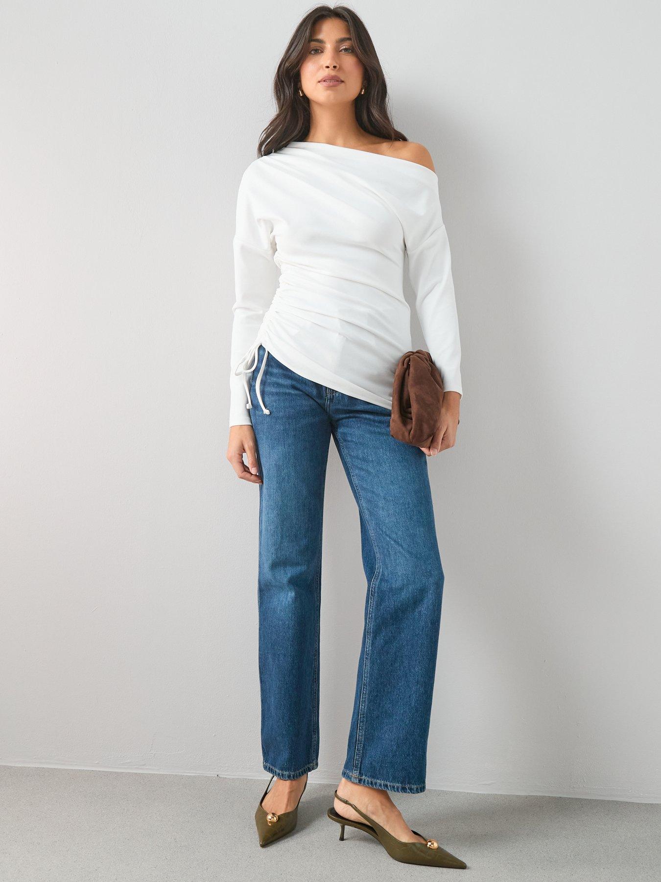 the-very-collection-ruched-off-shoulder-top-creamdetail