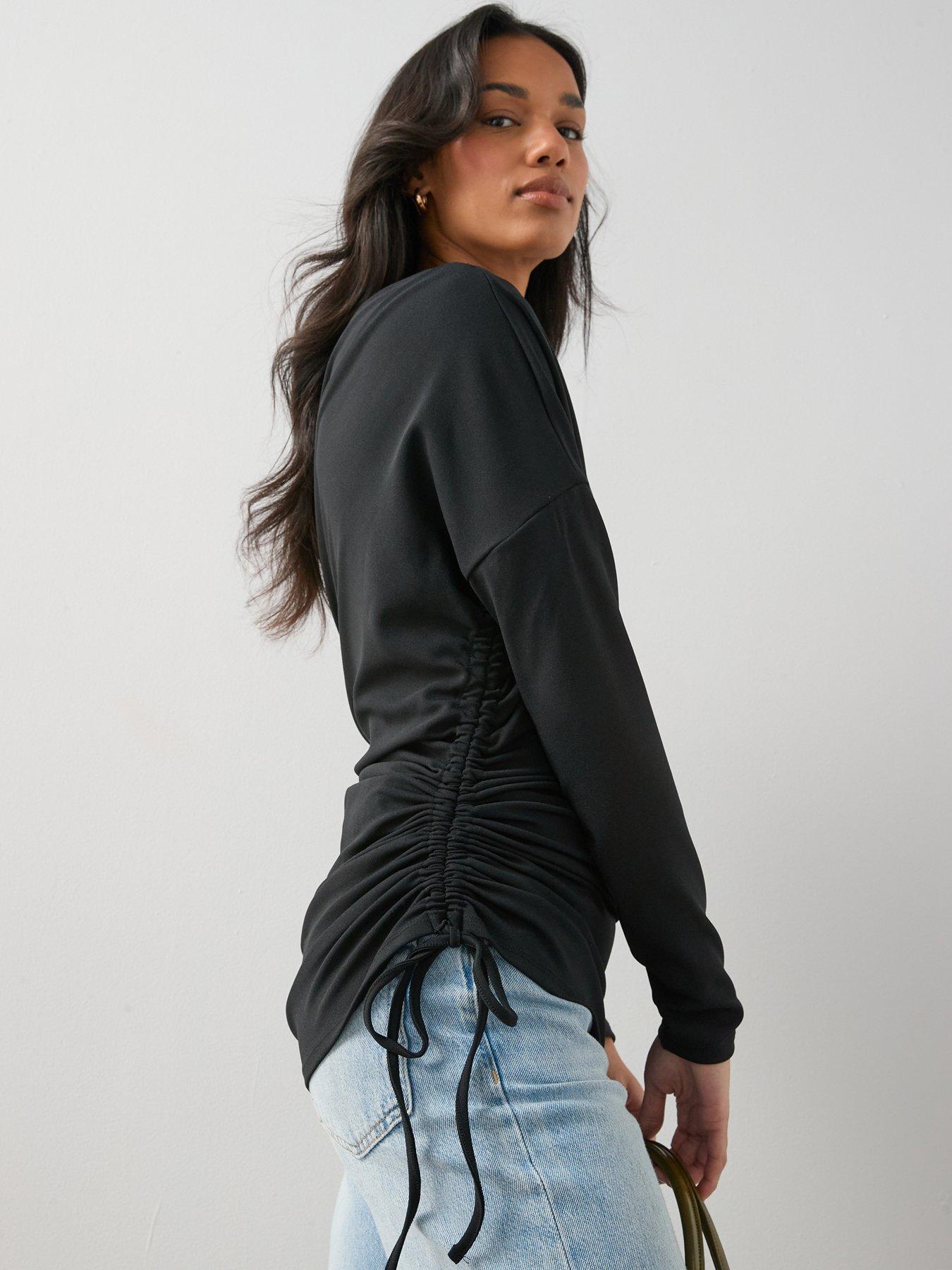 the-very-collection-ruched-off-shoulder-top-blackoutfit