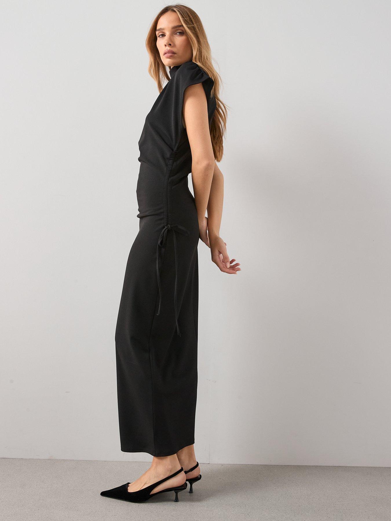 the-very-collection-high-neck-ruched-waist-maxi-dress-blackback