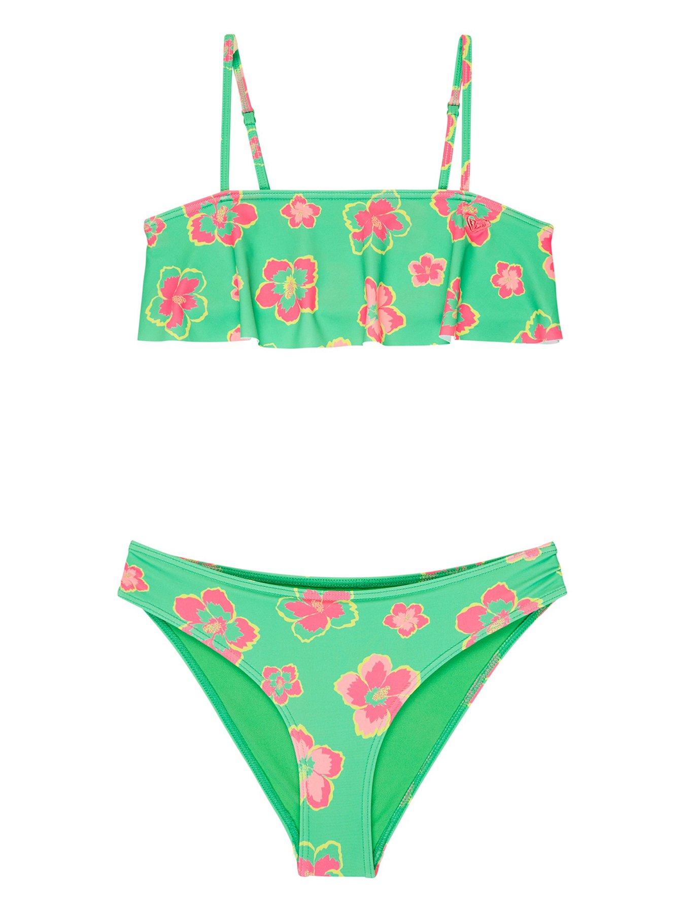 Image 1 of 2 of Roxy Girls Tropicool Flutter Bikini Set - Green