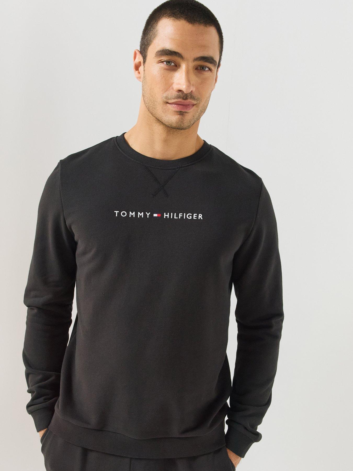 Tommy Hilfiger Tommy Hilfiger Linear Logo Loungewear Sweatshirt- Black