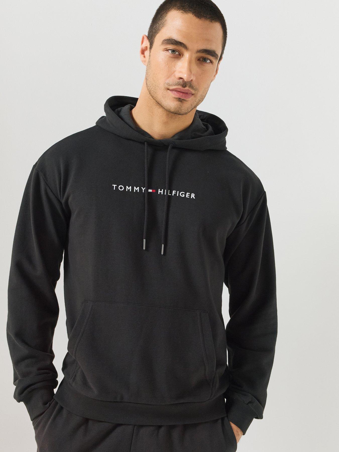 Tommy Hilfiger Tommy Hilfiger Linear Logo Loungewear Overhead Hoodie- Black