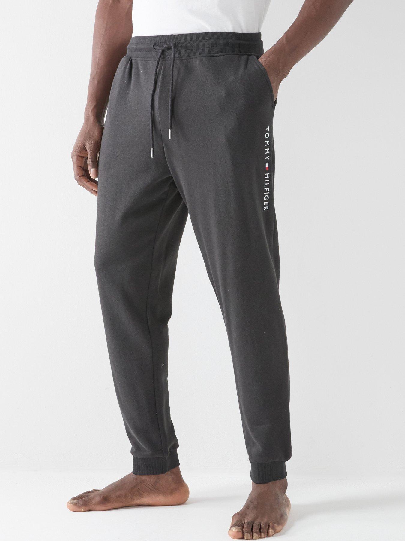 Image 1 of 5 of Tommy Hilfiger Linear Logo Loungewear Bottoms- Black