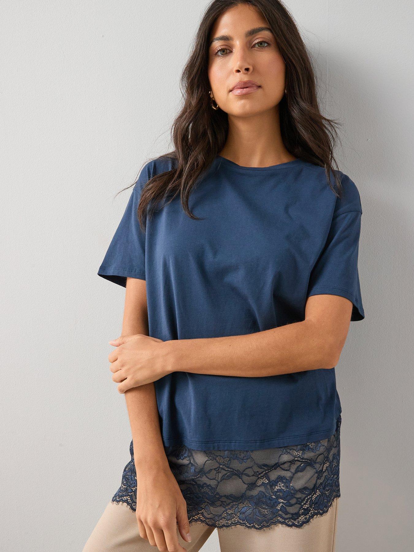 the-very-collection-longline-lace-hem-t-shirt-navyfront