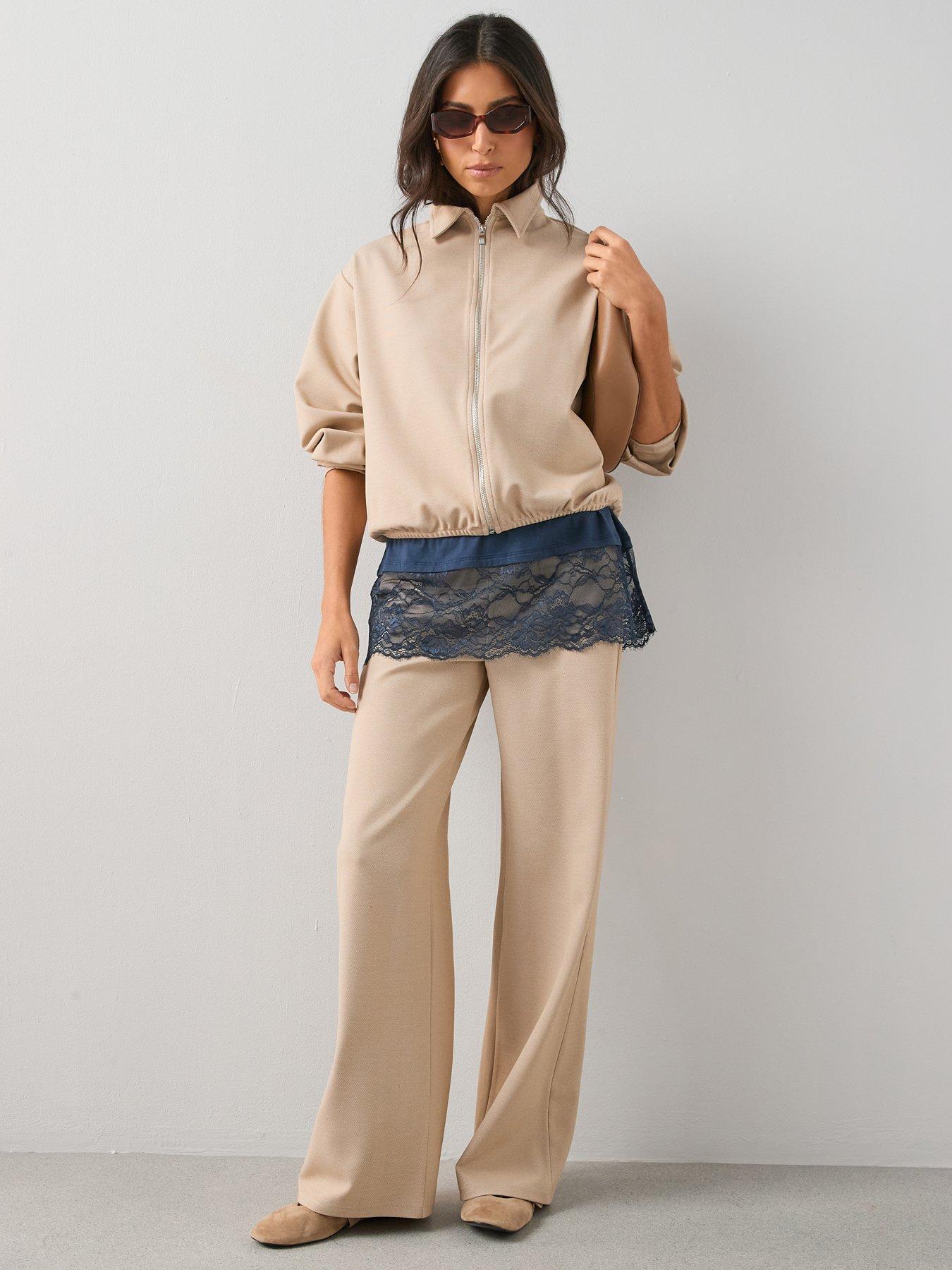 Image 3 of 6 of The Very Collection Longline Lace Hem Tshirt