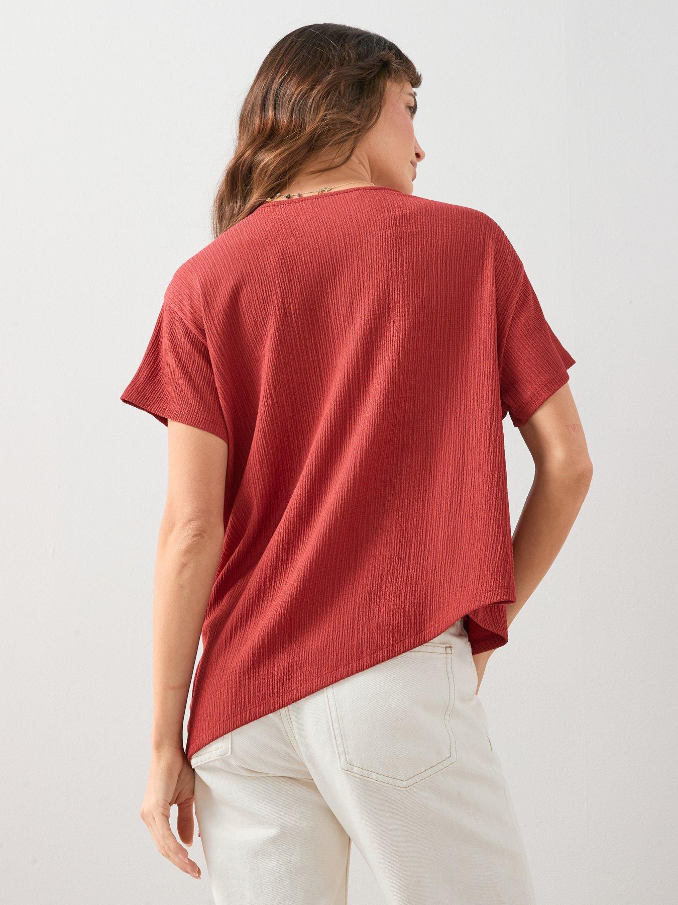 the-very-collection-short-sleeve-ruched-top-redstillFront
