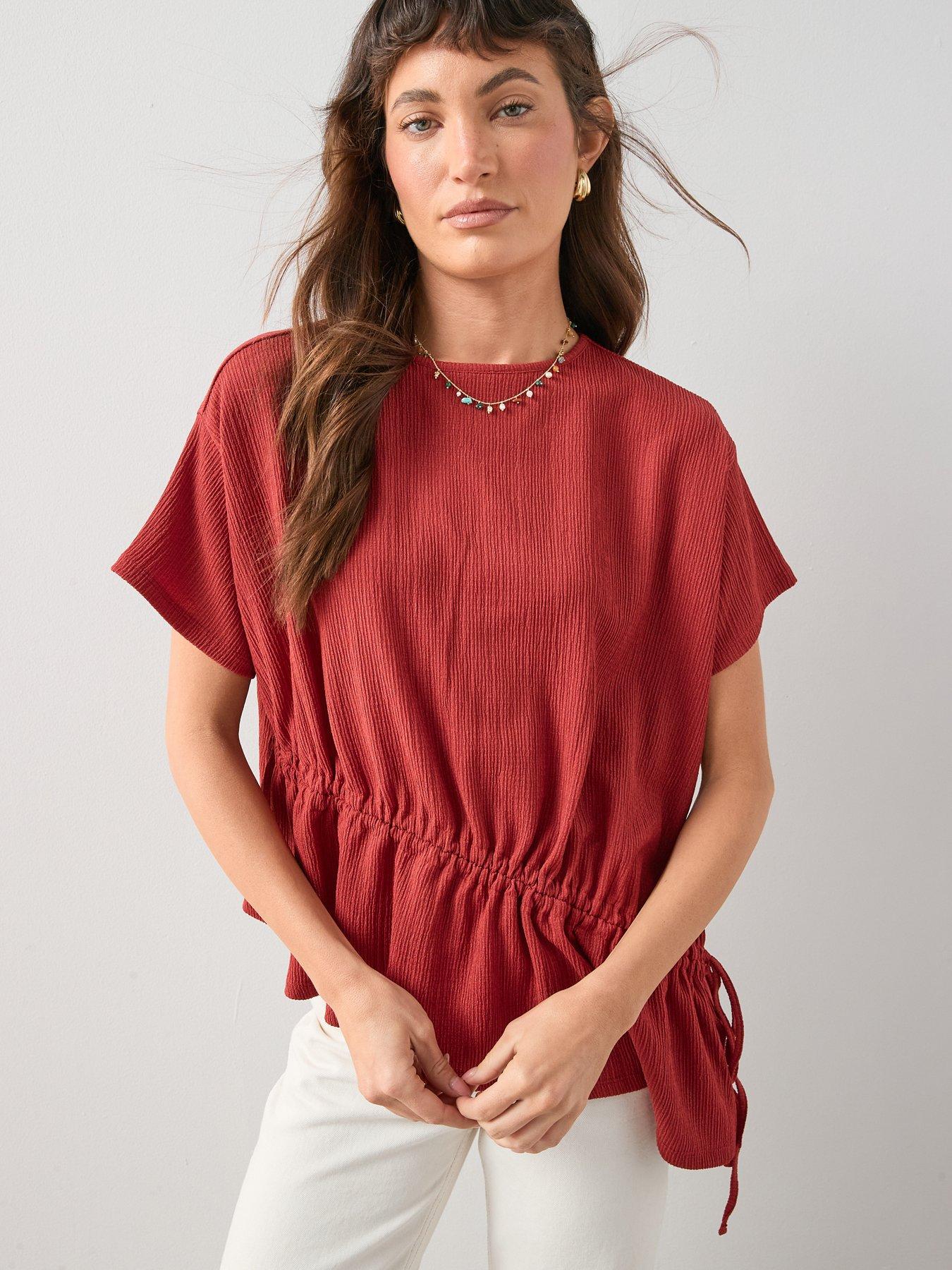 the-very-collection-short-sleeve-ruched-top-redoutfit
