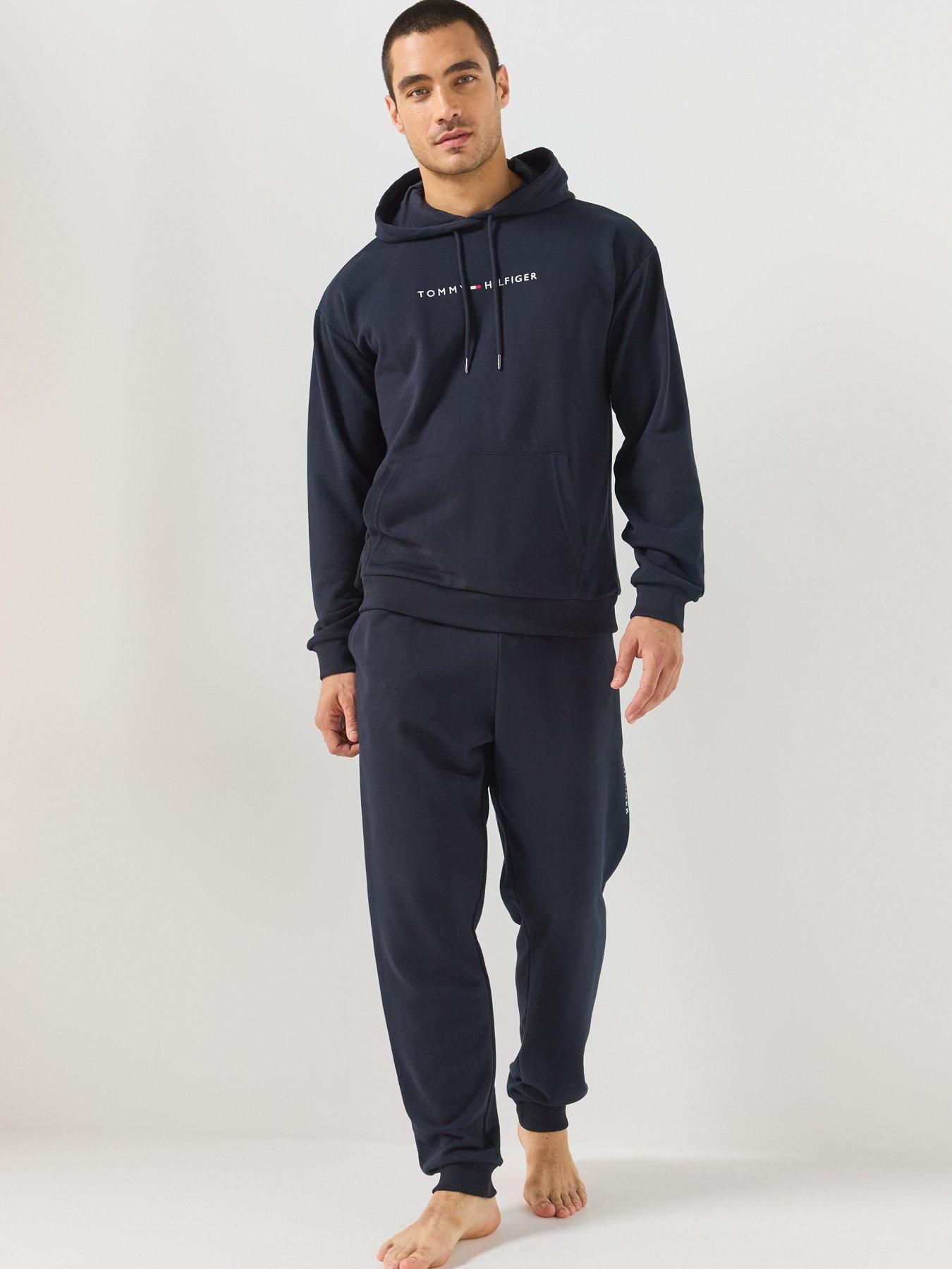 Image 3 of 4 of Tommy Hilfiger Linear Logo Loungewear Bottoms- Navy