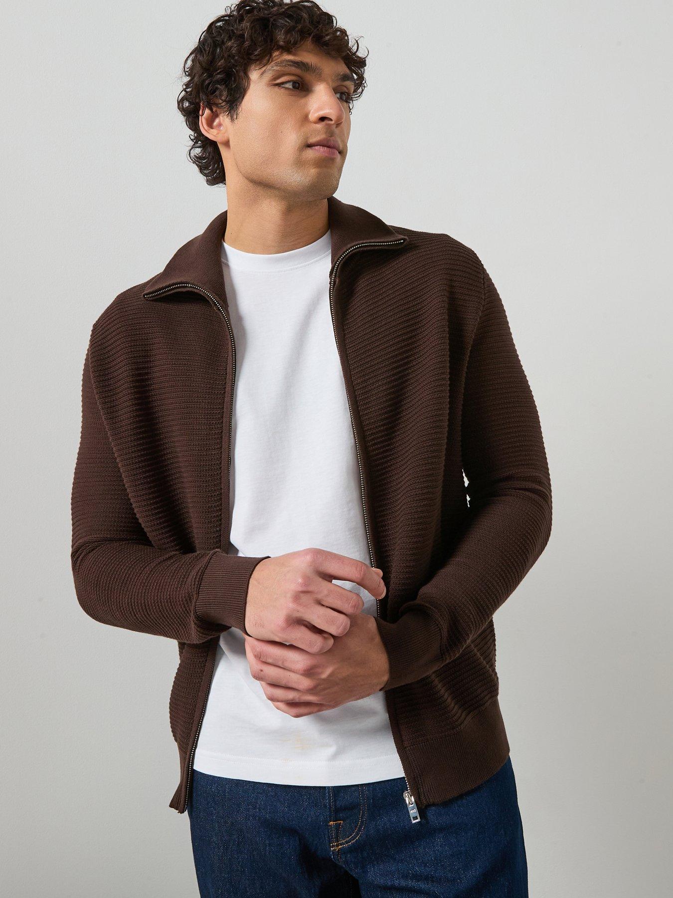 Image 1 of 6 of Mango Salasz Knitted Cardigan - Brown
