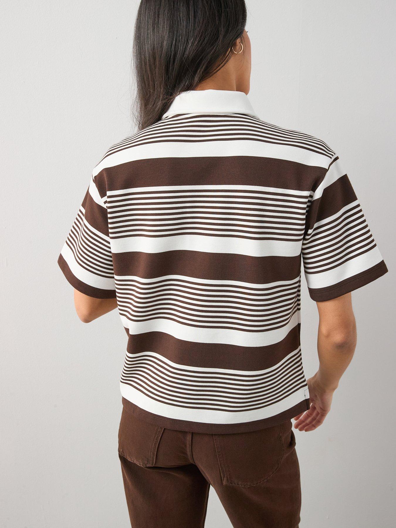 the-very-collection-collared-stripe-short-sleeve-rugby-top-brownstillFront