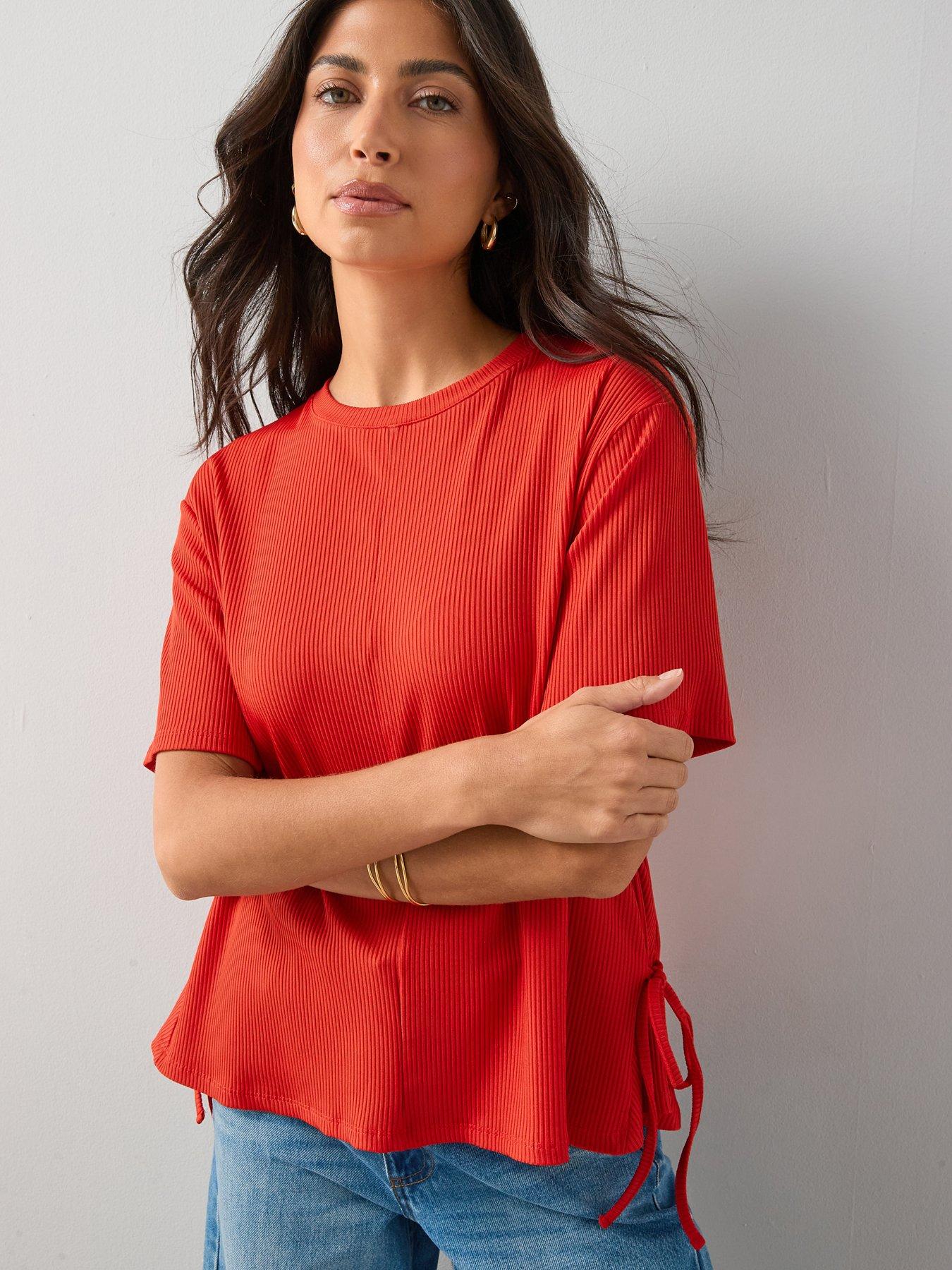 Image 1 of 6 of The Very Collection Tie Waist T-Shirt - Red