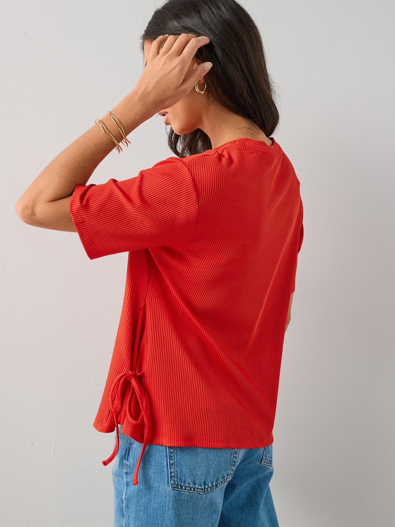 Image 2 of 6 of The Very Collection Tie Waist T-Shirt - Red