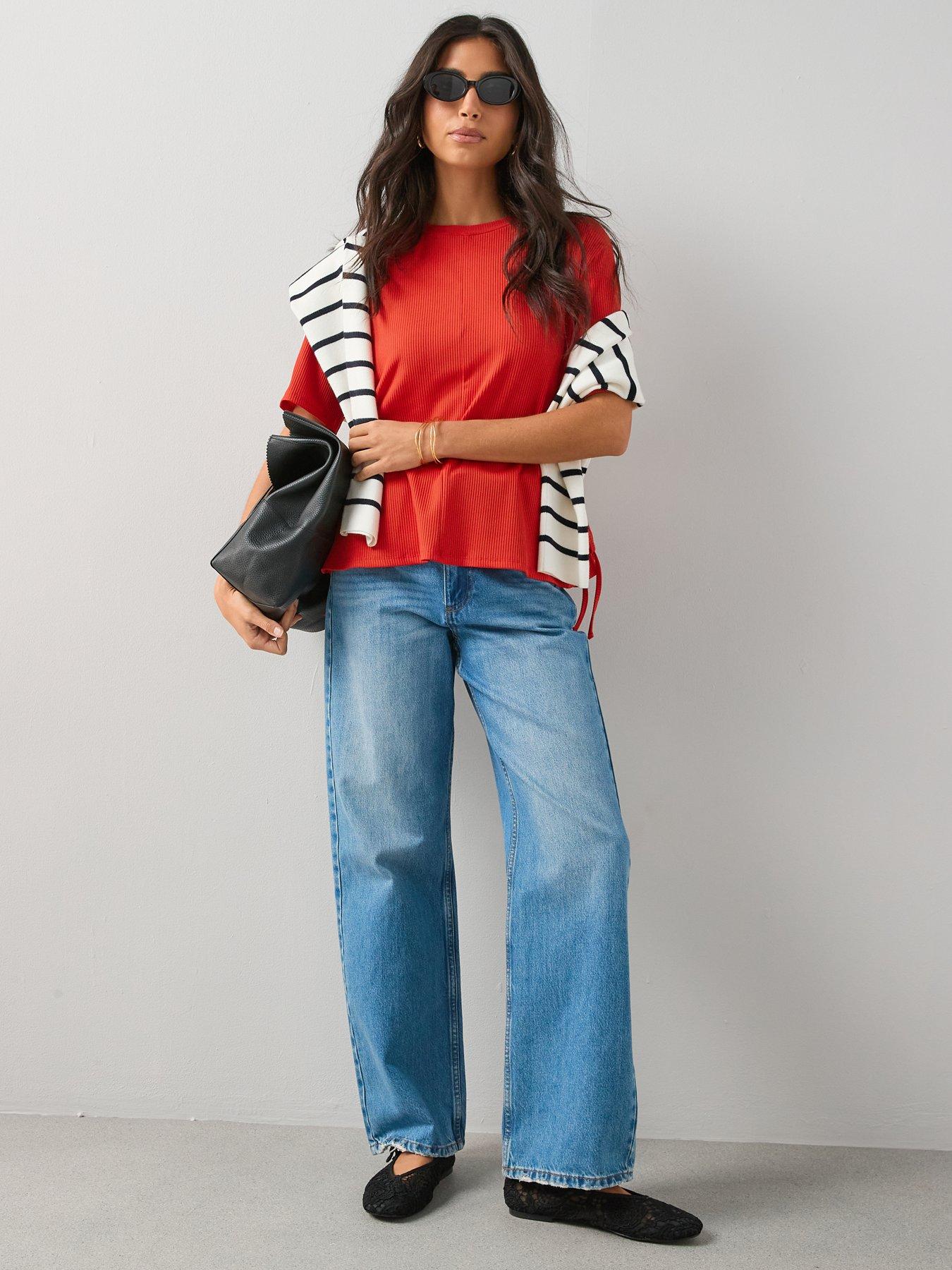Image 3 of 6 of The Very Collection Tie Waist T-Shirt - Red
