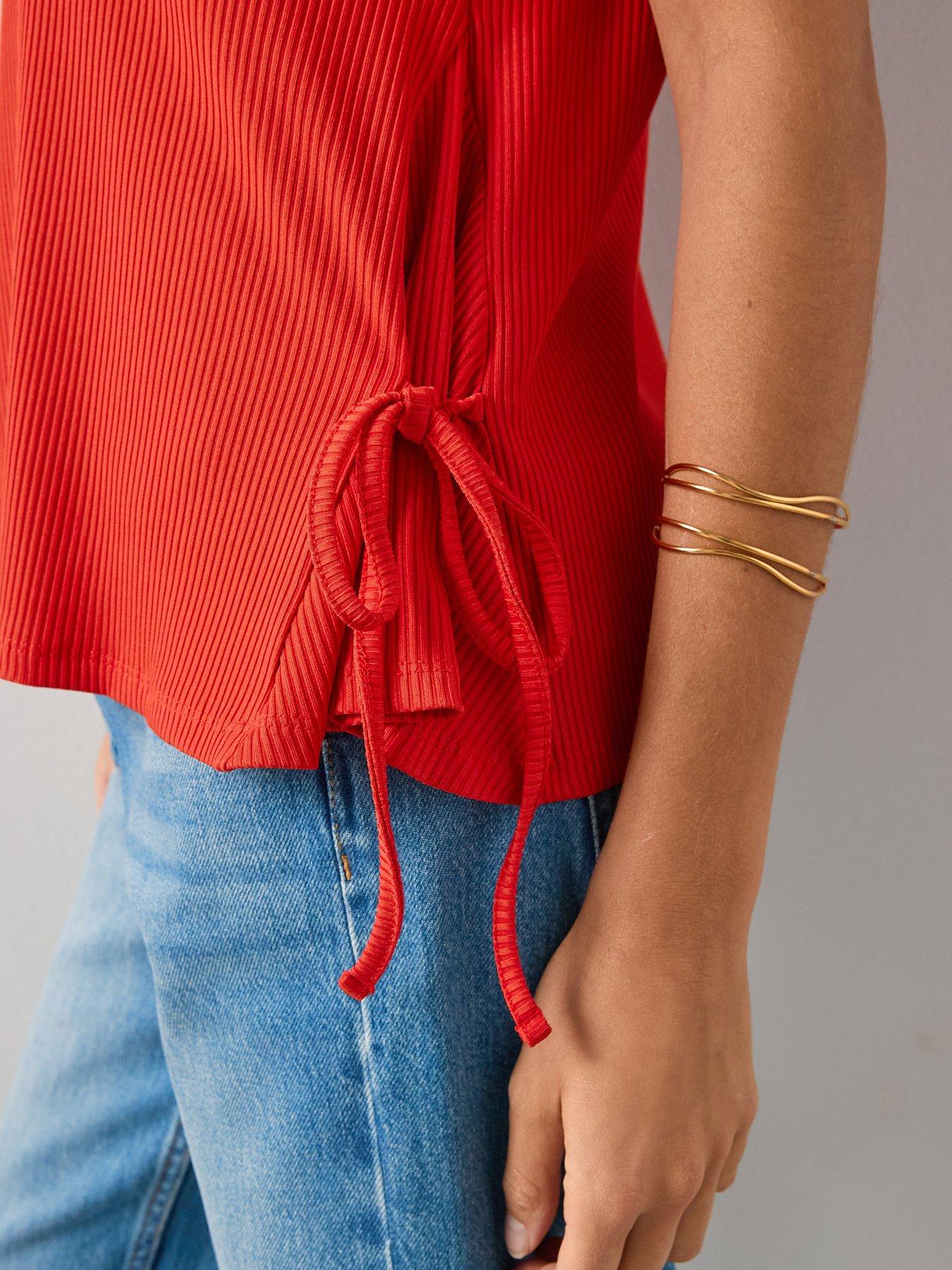 Image 5 of 6 of The Very Collection Tie Waist T-Shirt - Red