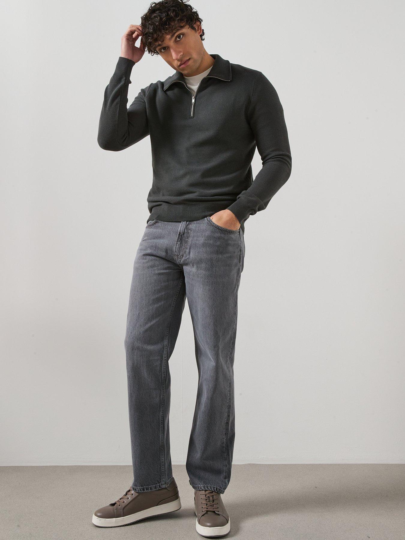 Image 3 of 6 of Mango Jumper With Zip Collar - Grey