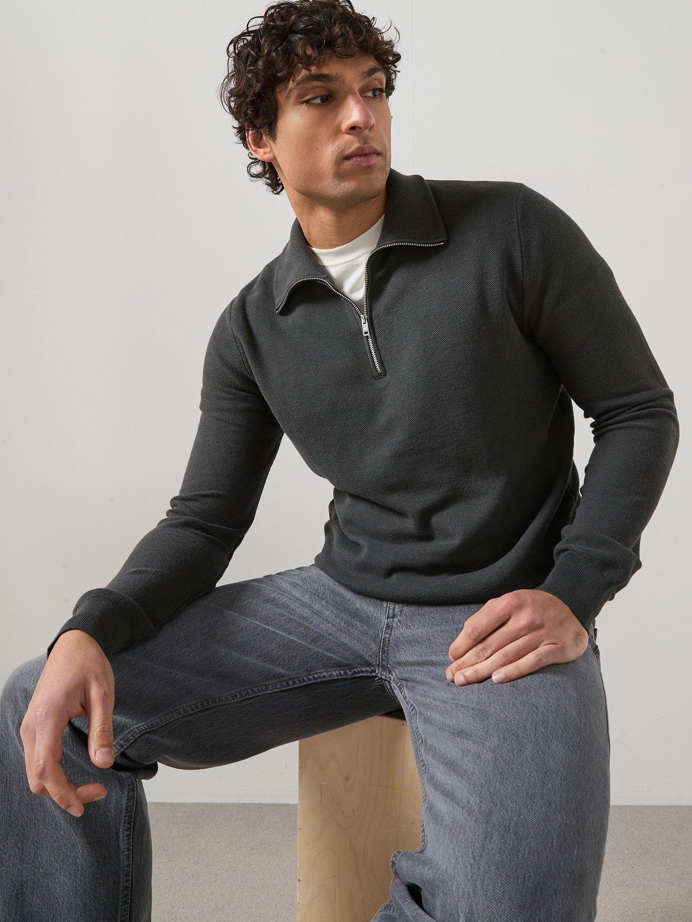 Image 4 of 6 of Mango Jumper With Zip Collar - Grey