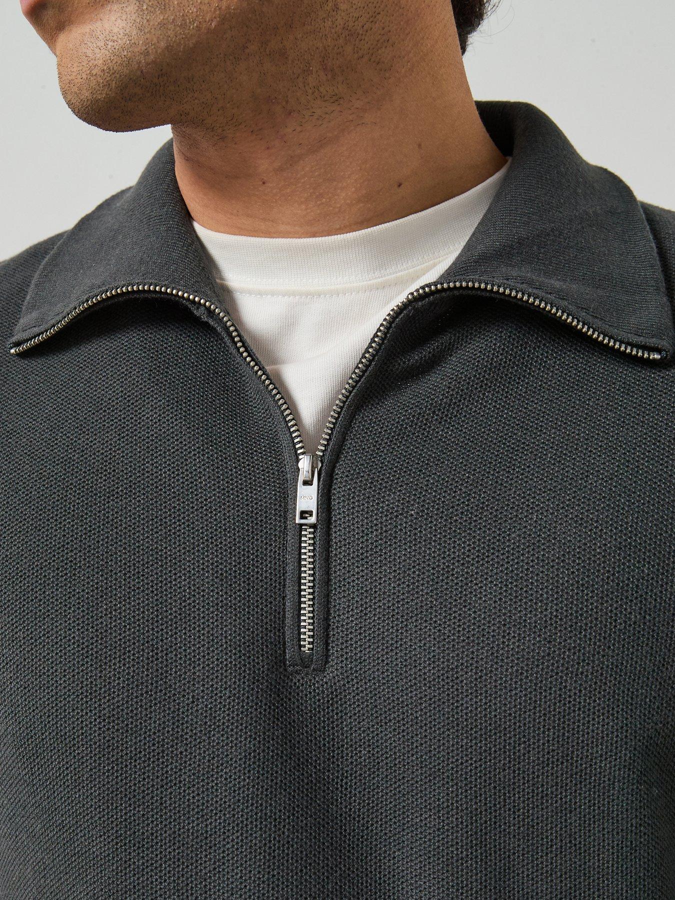 Image 5 of 6 of Mango Jumper With Zip Collar - Grey