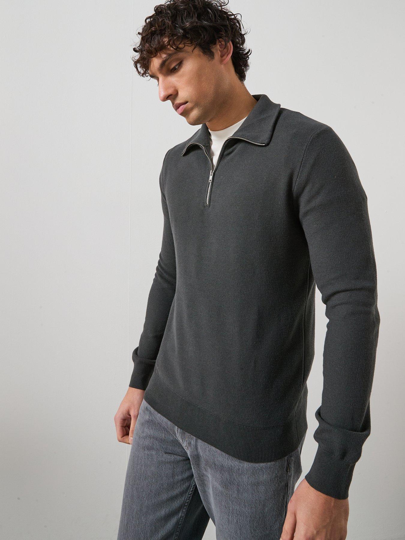 Image 6 of 6 of Mango Jumper With Zip Collar - Grey