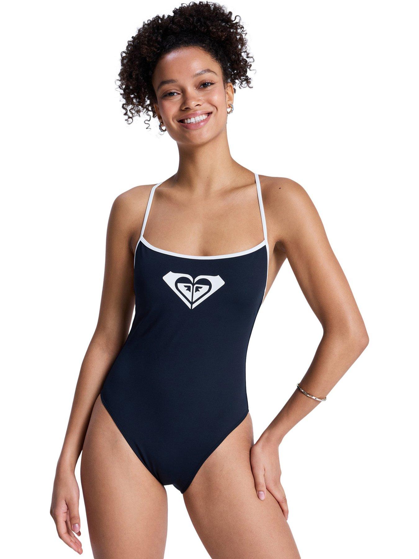 Image 1 of 5 of Roxy Womens The Retro Essentials High Leg Swimsuit - Black