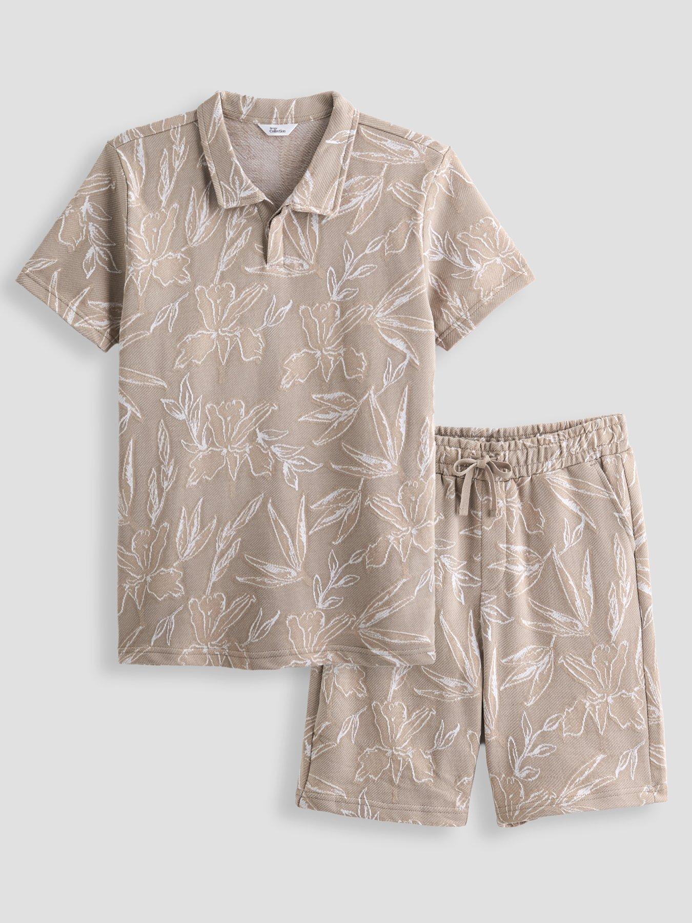 The Very Collection Boys Mini Me Floral Shirt - Stone Beige