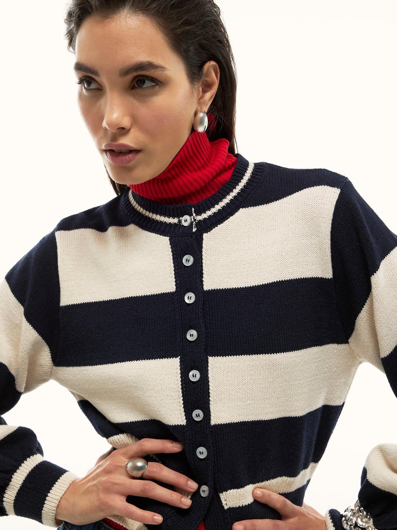 river-island-stripe-cotton-cardigan-navy