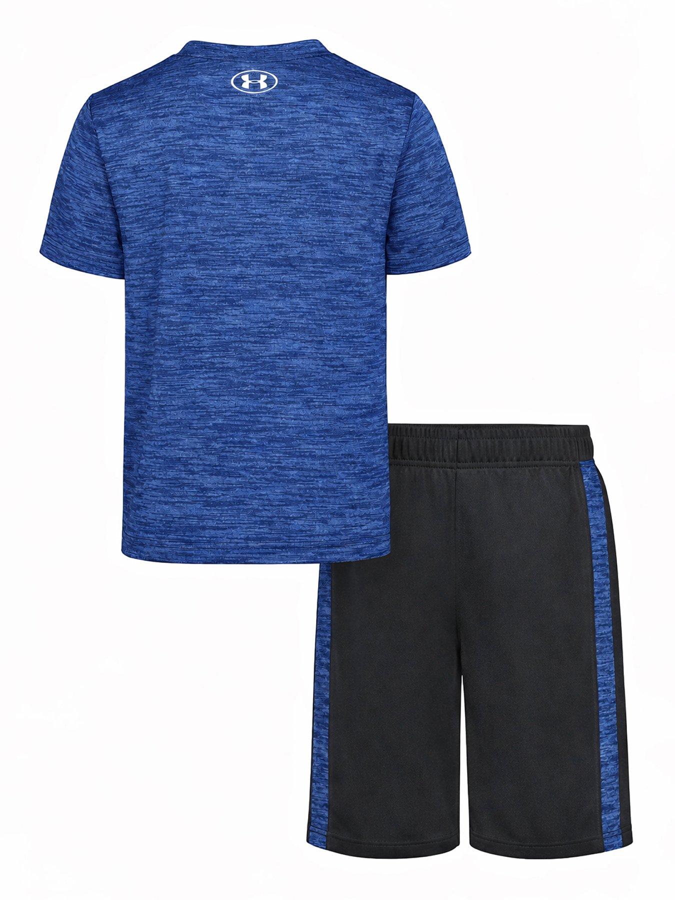 Image 2 of 2 of UNDER ARMOUR Boys Training Heartbeat Tech Short Sleeve Set - Blue