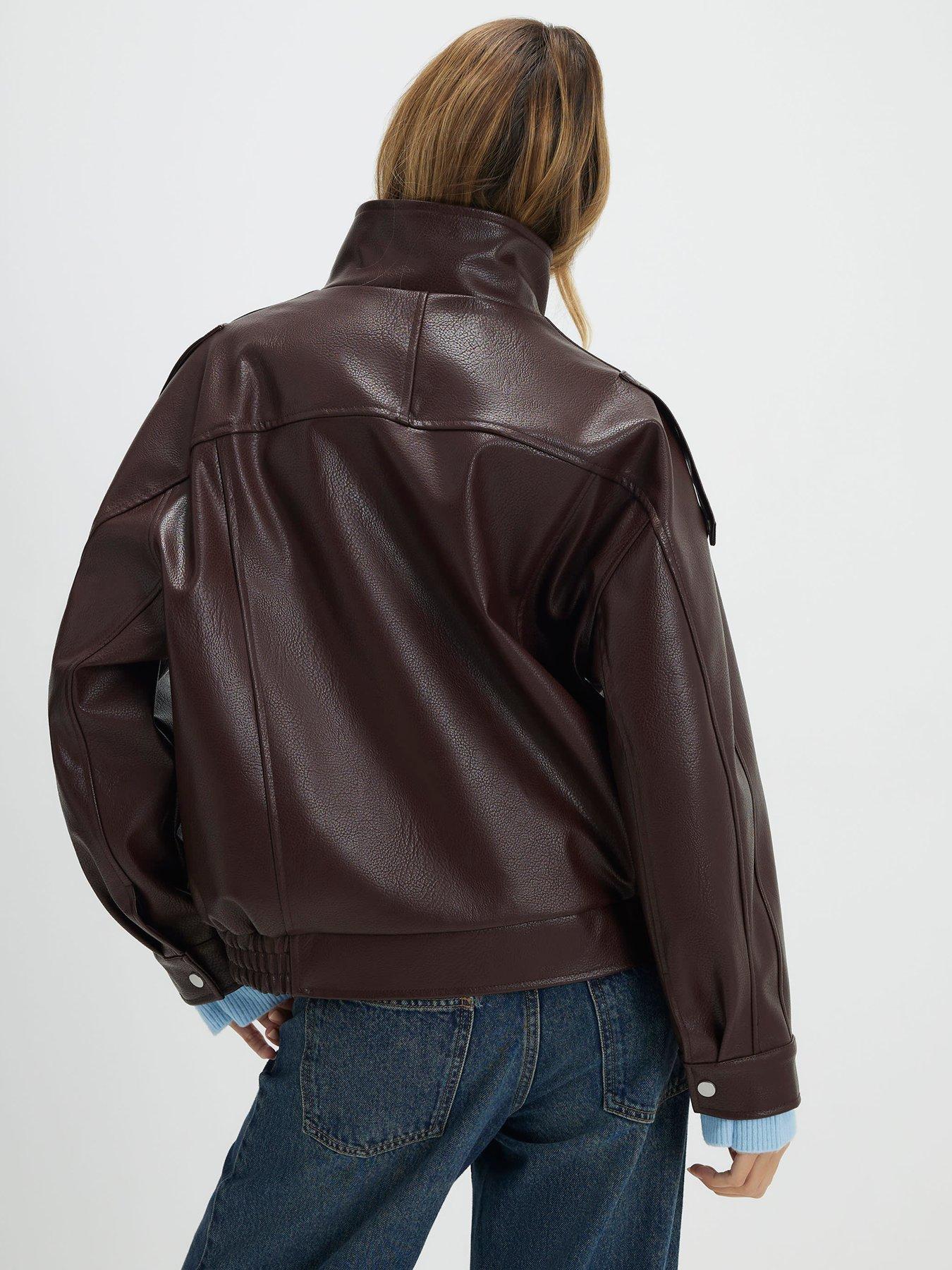 river-island-ultimate-pu-batwing-funnel-neck-jacket-brownstillFront