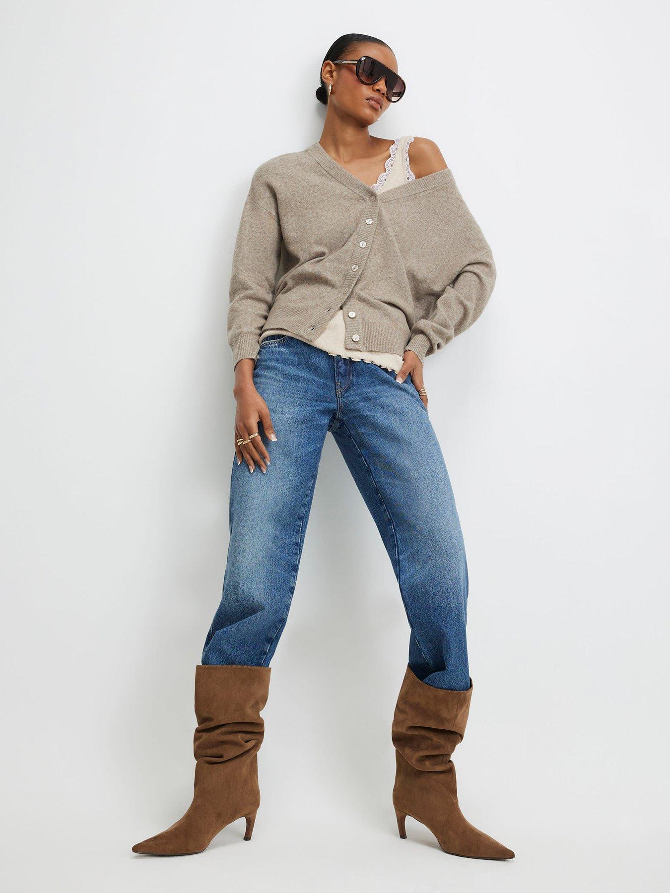 Image 3 of 4 of River Island Knitted V Neck Cardigan - Brown
